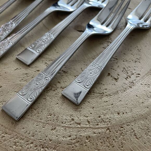 Vintage Bilchrome Sheffield England Appetizer Fork Lot Small Silver Set Of 6 - Picture 5 of 5